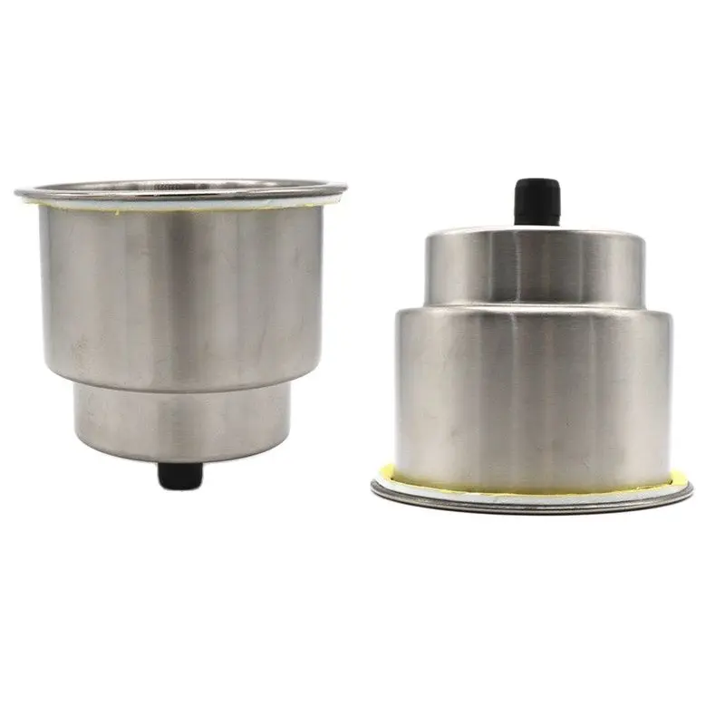 Set of 2 Stainless Steel Cup Holders Versatile Double Diameter Cup Holder with Leak Spout for Easy Drink Spill Disposal