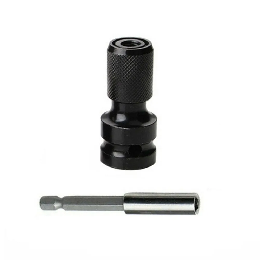 1/2 Square Female Drive To 1/4 Hex Socket Converter Adapter W/ 75mm Bit Holder For Power Impact Wrench