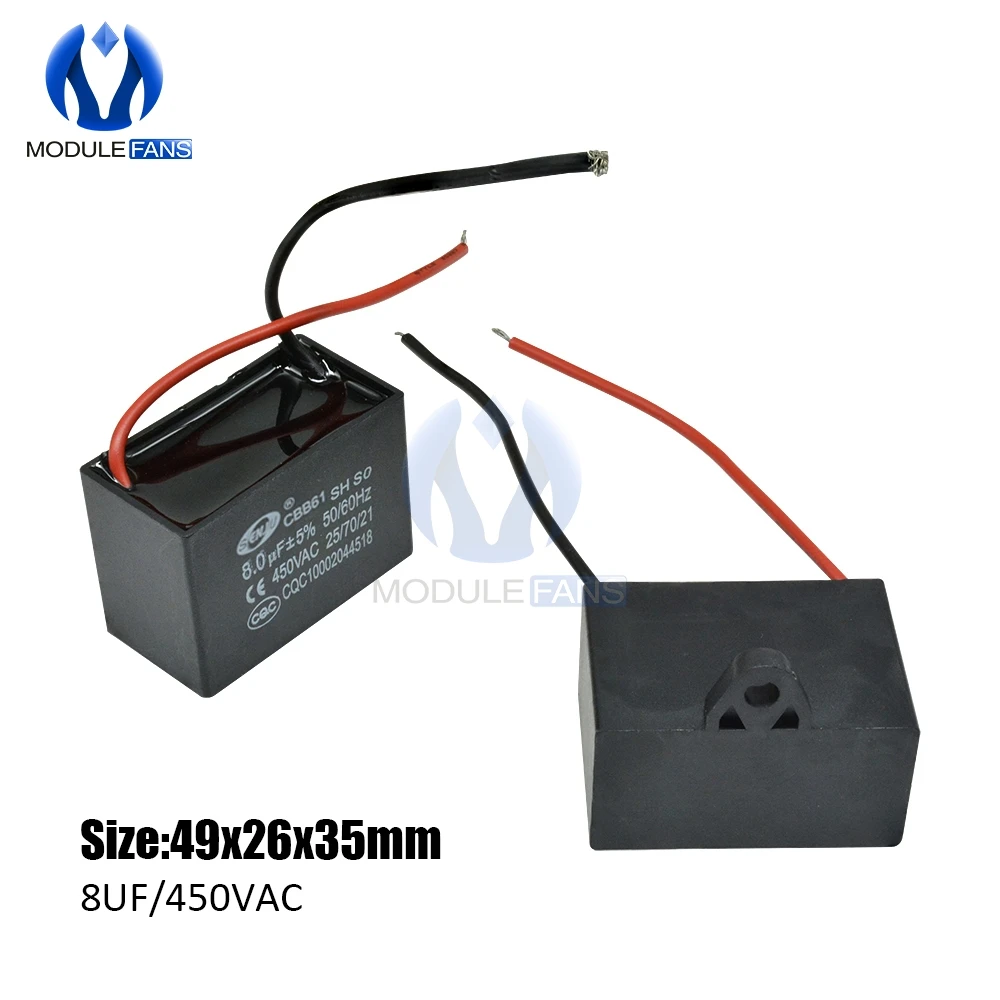 CBB61 AC Motor Speed Run Capacitor Fan Refrigerator Start Capacitor Terminal Ceiling Fan CBB Motor Running Rectangle Capacitor