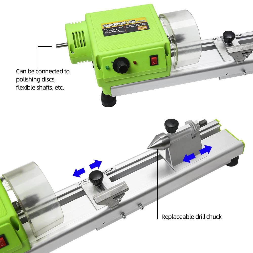 Imagem -04 - Taimimei Bg3306 Velocidade Variável Mini Torno de Madeira Bancada Micro Woodturning Torno Moagem Polimento Contas Broca Conjunto Ferramenta Giratória