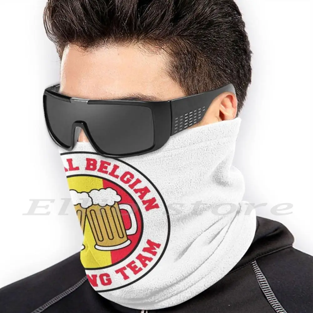 Official Belgian Drinking Team Featuring Flag Of Belgium And Beers Adult Kids Anti Dust DIY Scarf Mask Belgian Drinking Team