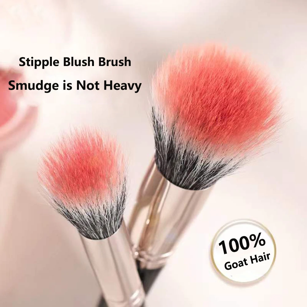 1/2Pcs Double Layer Goat Hair Stippling Blush Brush Highlighter Concealer Makeup Brushes Cosmetic Beauty Tools Natural Wood