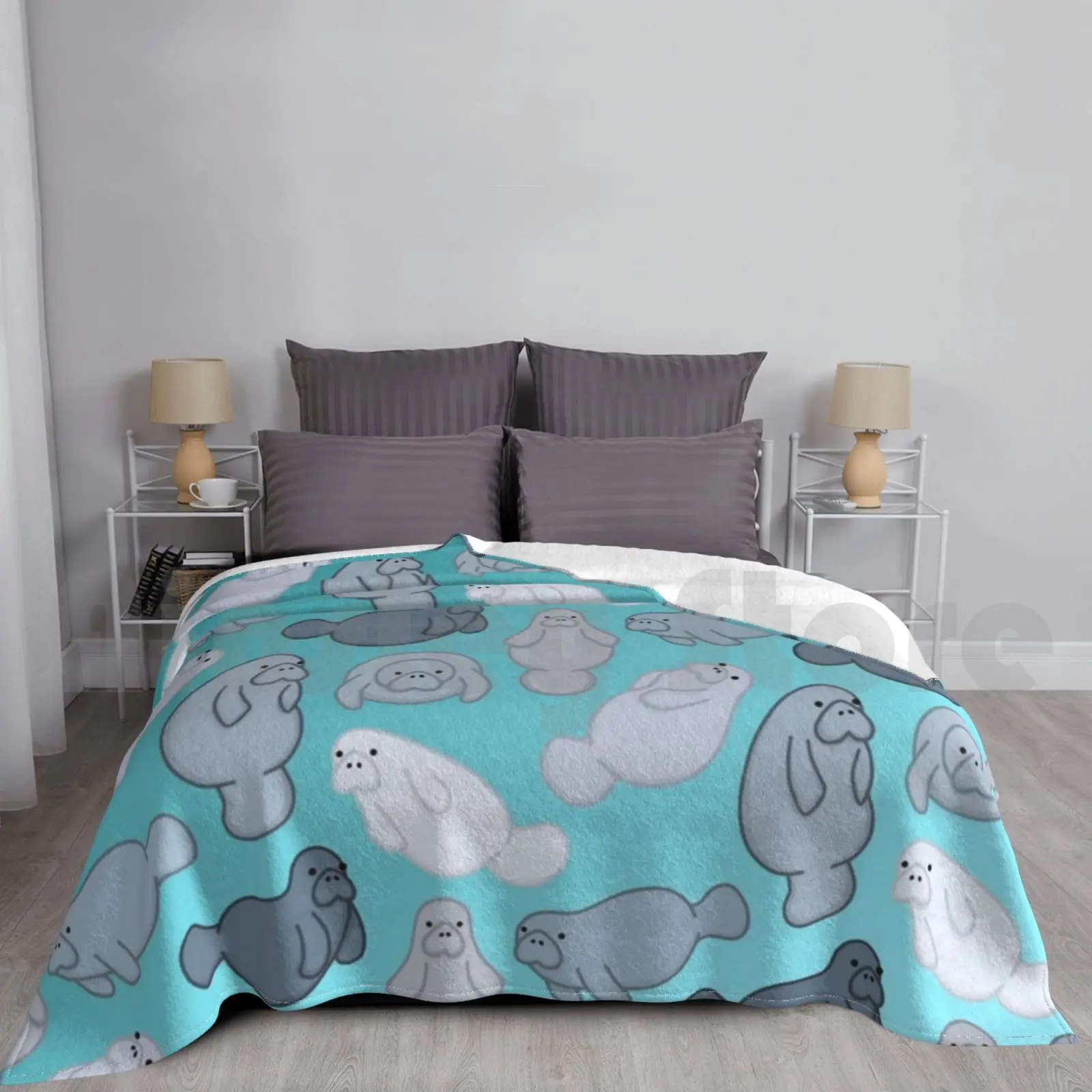 Manafree Blanket For Sofa Bed Travel Manatee Ocean Animal Animals Manatees Fish Sea Life Nature Dugong Dugongs