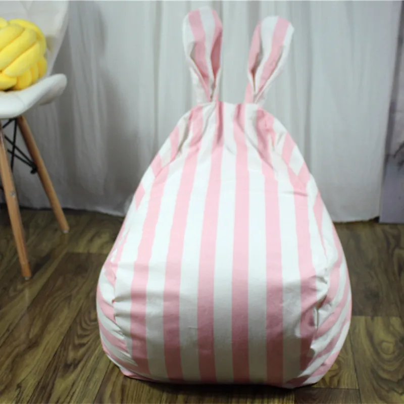 INS New Nordic Striped Cute Rabbit Ears Children Sofa Lazy Sofa Stool Leisure Bean Bag Removable and Washable Photography Props