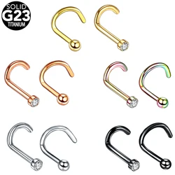 Piercing de cristal de titanio G23, 18G, 20G, tornillo de nariz, Nazir, pendiente de fosa nasal, anillo de nariz, joyería corporal CZ, 1 unidad