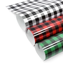 6 Sheets Christmas Red Black Buffalo Plaid Heat Transfer Vinyl Grid Vinyl Transfer Papel De Vinilo 10 x 12 Inch Drop Shipping