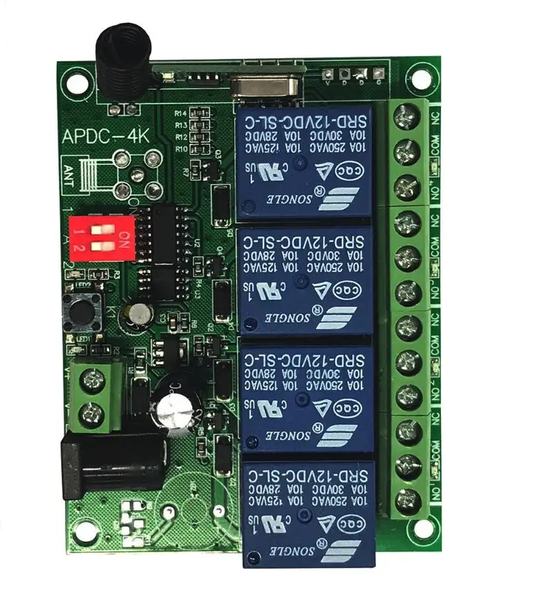 DC 12V 24V 10A 4 Channel Relay Switch RF Wireless Remote Control System Receiver Transmitter 433MHz Fan/Motor