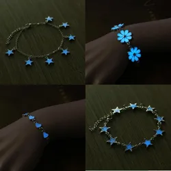 Heart and Star Fashion Luminous Bracelet Girl Girlfriend Gift Bracelet Blue Fluorescent Sweet Bracelets for Women Charm Jewelry