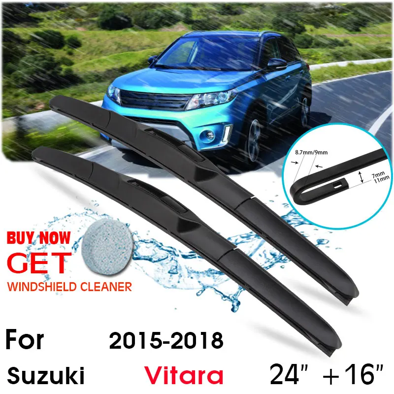 

Car Wiper Blade Front Window Windshield Rubber Silicon Refill Wipers For Suzuki Vitara 2015-2018 LHD/RHD 24"+16" Car Accessories