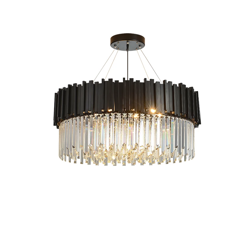 Lustre en cristal d\'acier inoxydable de déco d\'art d\'or postmoderne, lustre d\'éclairage, lampes suspendues, marbre, salle à manger