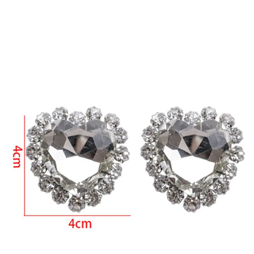 2021 Exaggerated Rhinestone Love Heart Big Gem Large Earrings for Women Luxury Crystal Heart Dangle Drop Stud Earrings Jewelry