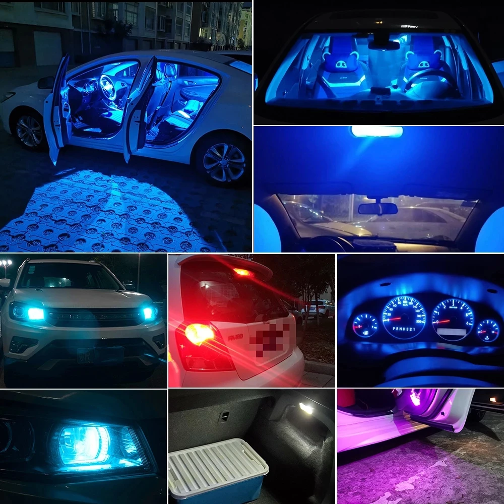 30/20/10pcs Car T10 Led Bulbs 194 168 W5W LED Light Cold White Auto COB Silica Red Blue Green Yellow License Plate Lamp 12V