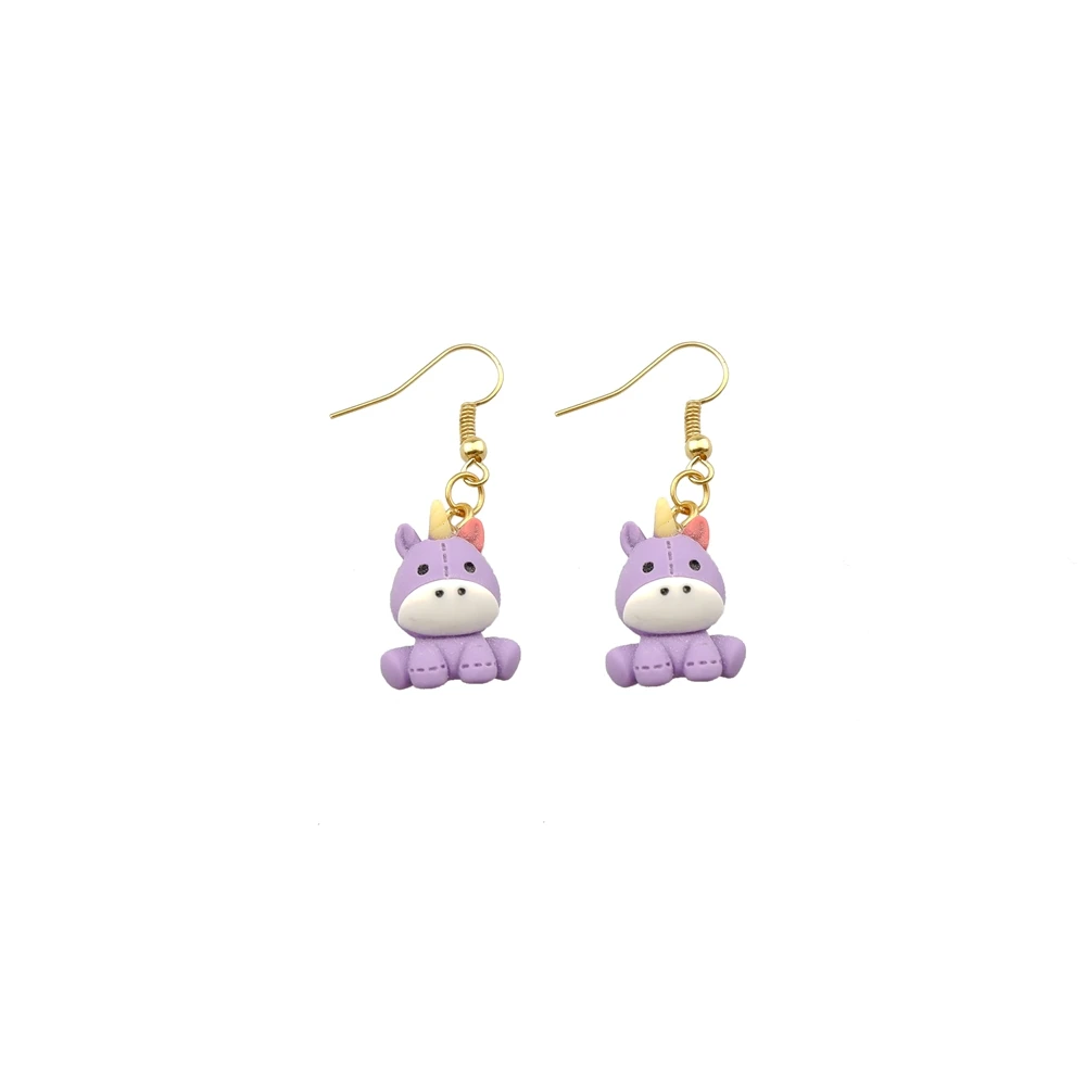 Cartoon Bee Fox Unicorn Earring For Women Resin Swan Panda Duck Drop Earrings Children Handmade Jewelry DIY Gifts
