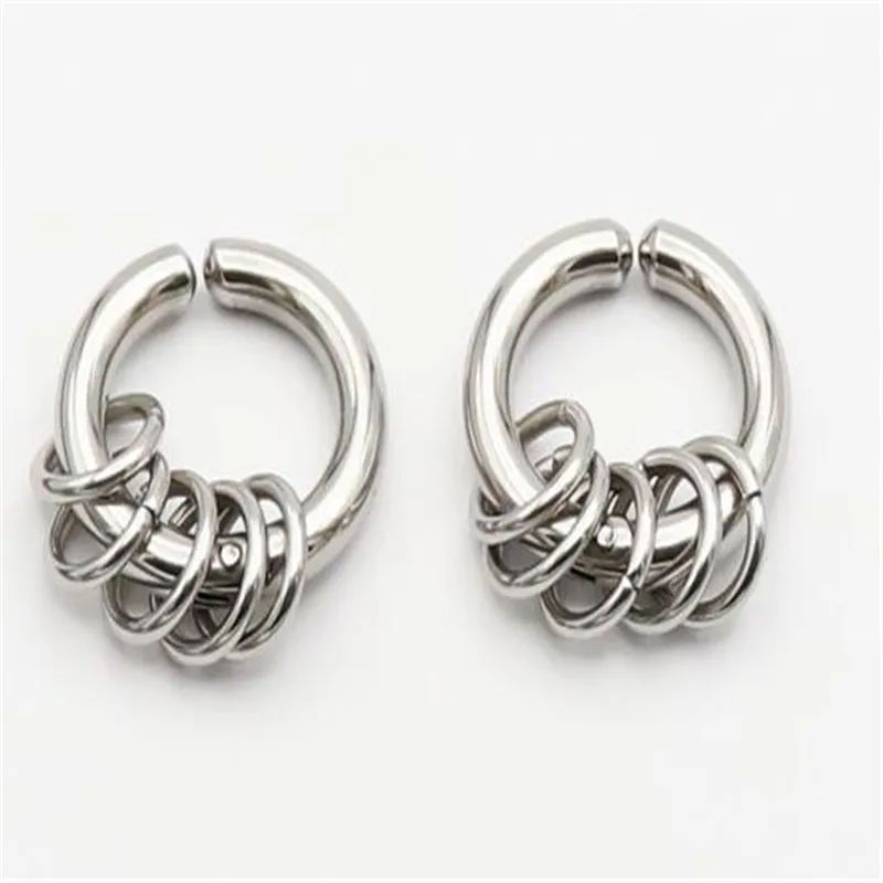 Große Creolen aus Edelstahl, 1 Paar, runde Form, 3 mm x 12 mm, Herren, Farbe: Schwarz. – Detail 14
