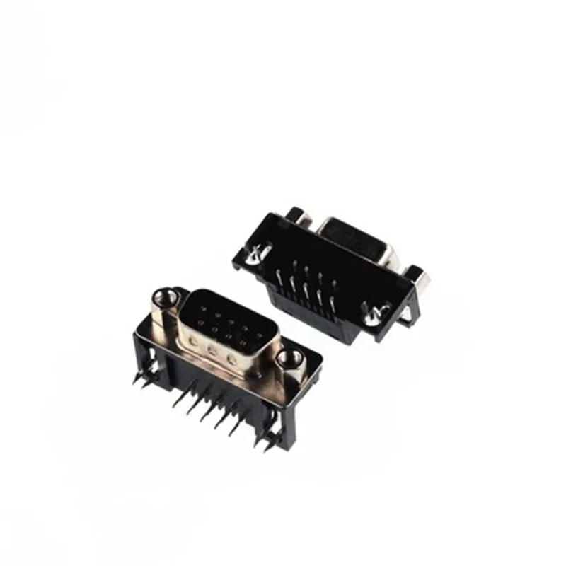 5pcs DB9 Female Male PCB Mount D-Sub 9 pin PCB Connector RS232 Connector 90-degree bent curved legs welded plate DR9