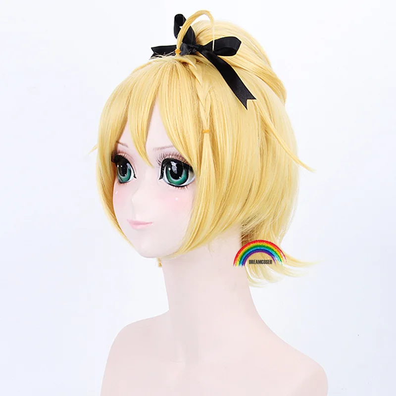 2020 Re:Life In A Different World From Zero Felt Wig Cosplay Costume Women Short Hair Yellow Party Wigs +Headwear