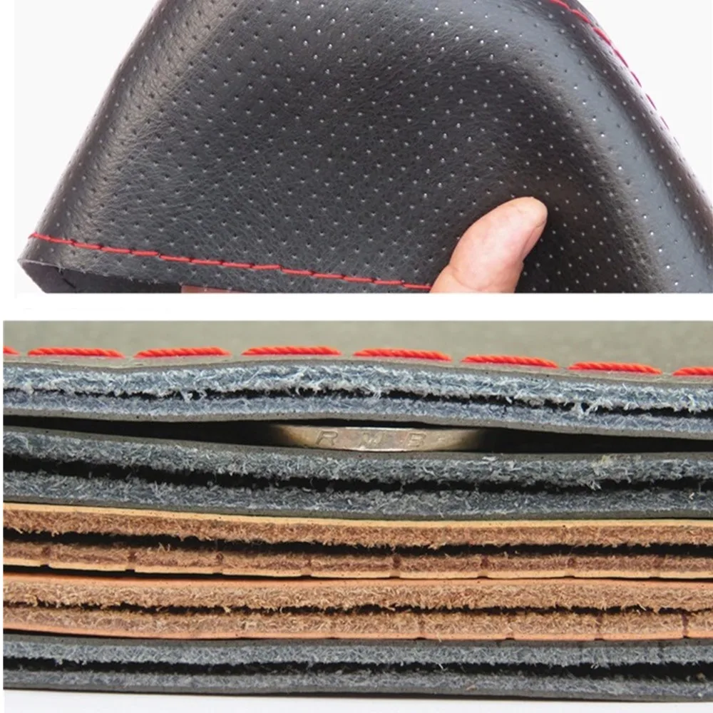 Free Shipping 42CM 45CM 47CM 50CM Truck Steering Wheel Cover Truck Bus DIY Handmade Genuine Leather Steering Wheel Cover Holes