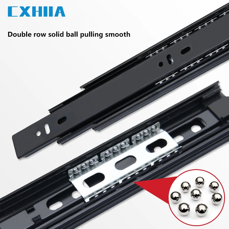 CXHIIA 3 Fold Full Extension Ball Bearing Drawer Slide Guide For Cabinet 1 pair (2 pieces)