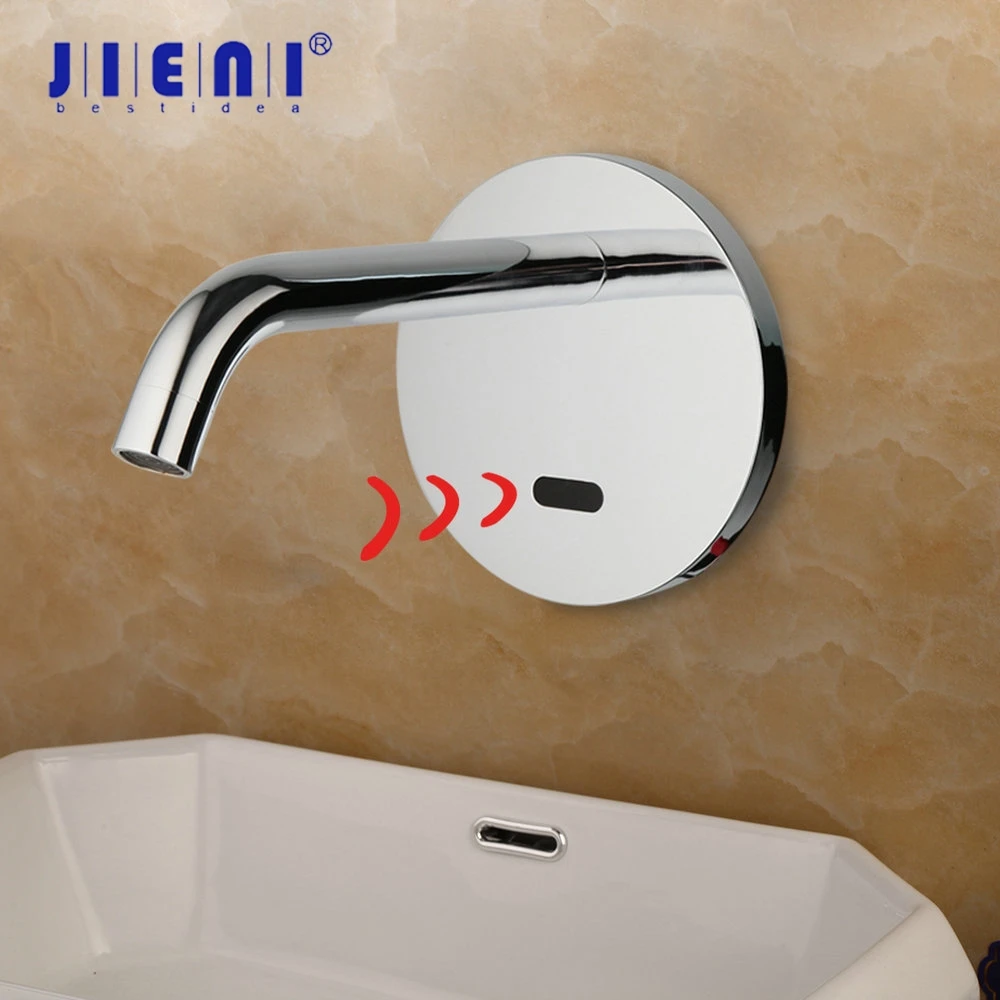 

JIENI Chrome Polished Automatic Touch Free Sensor Bathroom Faucets Single Cold Basin Solid Brass Sink Mixer Tap Faucet Mixer Tap