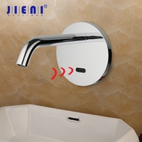 JIENI Chrome Polished Automatic Touch Free Sensor Bathroom Faucets Single Cold Basin Solid Brass Sink Mixer Tap Faucet Mixer Tap