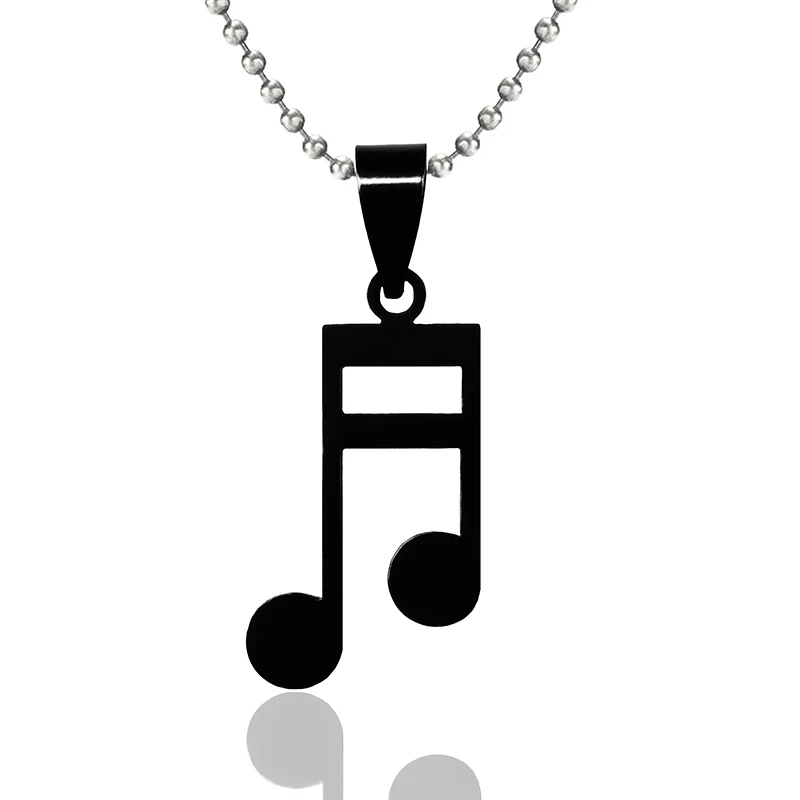 Free Chain Music Notes Rhythm Pendant Necklace Stainless Steel Music Symbol Necklaces Women Men Fashion Jewelry