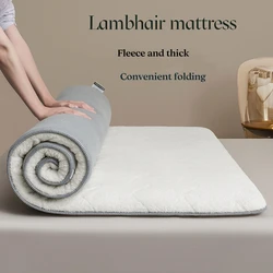 Tatami Mattress Topper Upholstered Lamb Velvet Warm Mattress Futon Blanket Dormitory Single Double Thickened Sleeping Pad Bed