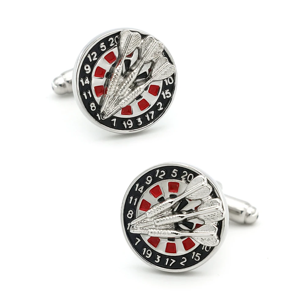 iGame Factory Supply  Dartboard Cufflinks Black Color Darts & Target Design Quality Cuff Links Wholesale & Retail