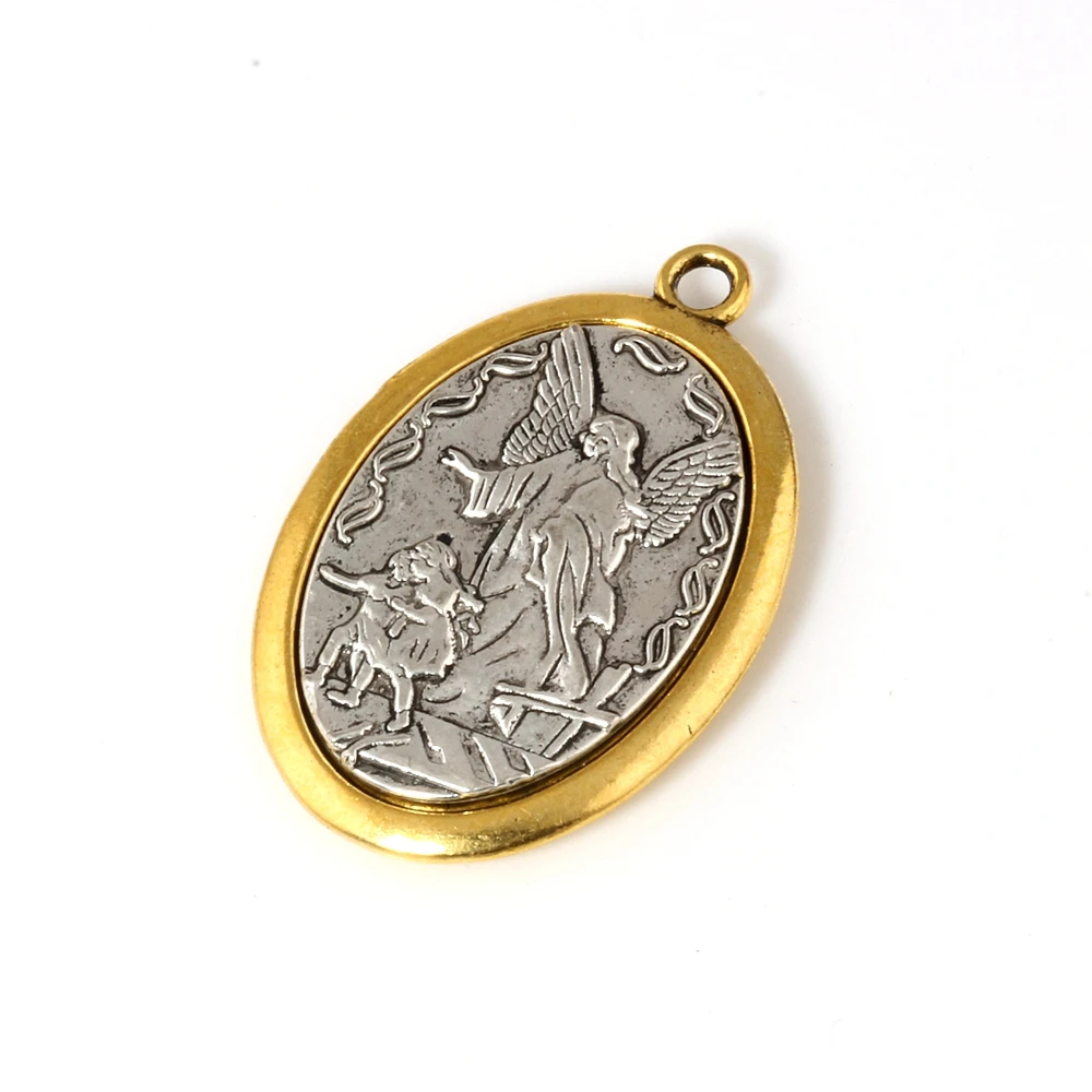 2Pcs Two Tone Catholic Patron San Michael The Archangel Alloy Charm For Jewelry Making A-548 image 4