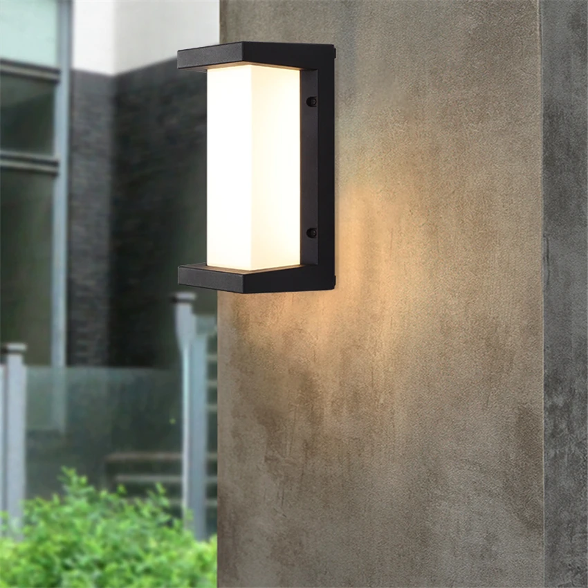 Modern Outdoor Waterproof Black Wall Lamps Garden Lamp Bedroom Aisle Villa Hotel Exterior Front Balcony Sconces Lights Lighting