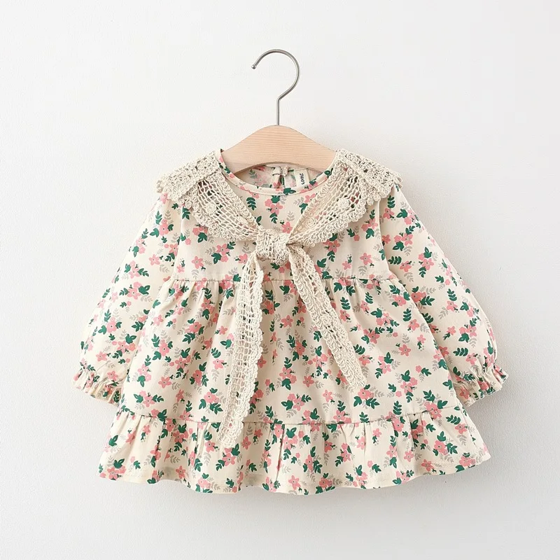 2024 Spring newborn baby girl clothes floral long sleeve dress for toddler girl baby clothing outfits casual loose dresses dress