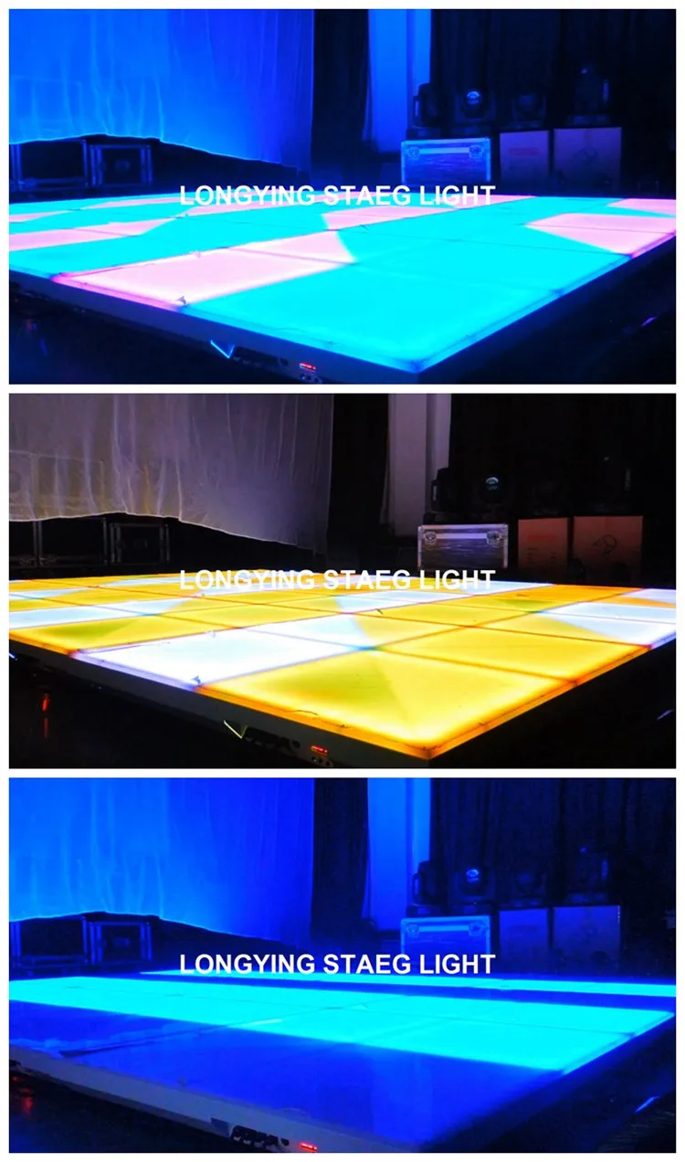 1m*1m RGB 50cmx50cm Stage KTV Bar Tempered Glass Led Dance Floor Colorful LED Dancing Light