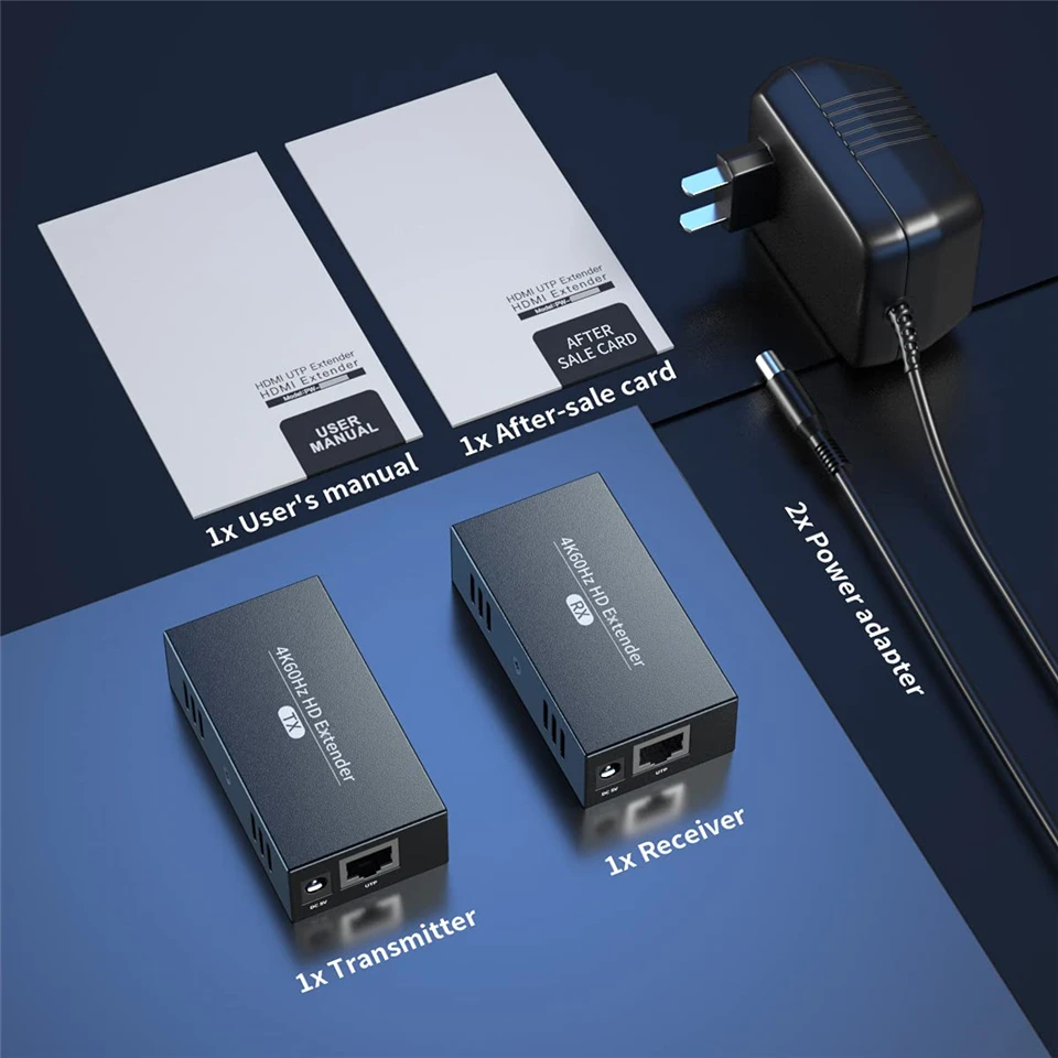 2024 HDMI Extender with Loop Out 4K 1080P HDMI Extender 50m No Loss RJ45 to HDMI Extender Transmitter Receiver over Cat5e/Cat6