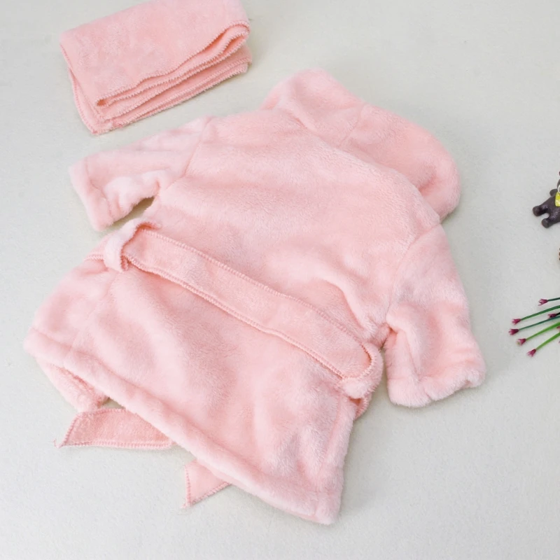 New Baby Bathrobes Bath Towel Solid Color Warm Baby Hooded Robe With Belt Newborn Photography Props Baby Photo Shoot Accessories