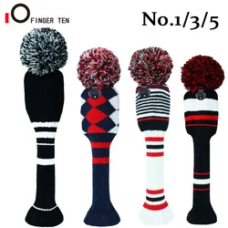 New Pom Pom Knitted Golf Club Head Covers for Woods Driver Fairway Hybrid with Number Tag 3 5 7 X Drop Shipping