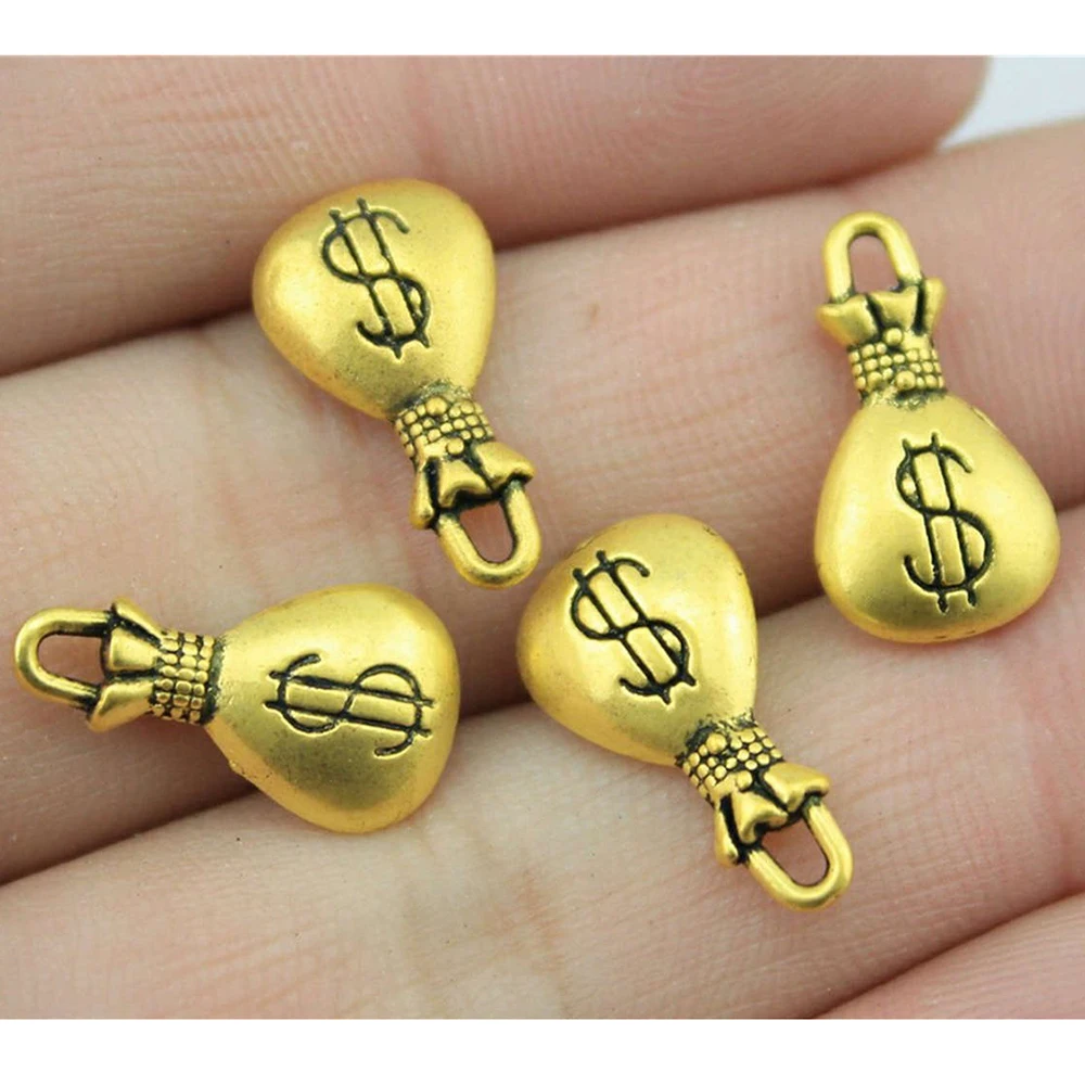 10pcs 17x10mm 3 Colors Antique Gold Antique Silver Color Antique Bronze Charm Money Bag Charms Lucky Charms For Money