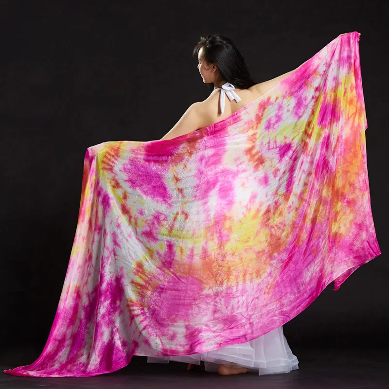 Stage Performance Dancewear Accessories Tie Dye Light Texture Veil Shawls Women Scarf Costumes Belly Dance Silk Veils 250*110cm