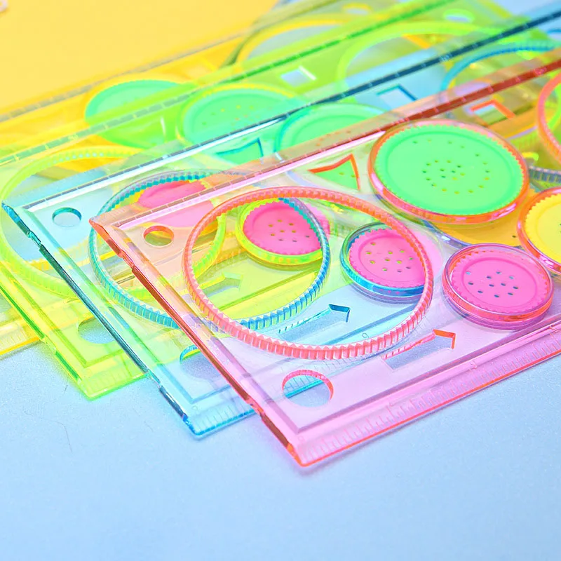 น่ารักพลาสติก Spirograph ไม้บรรทัด Kawaii แม่แบบวงกลมสำหรับเด็กวาดของขวัญเกาหลีเครื่องเขียนนักเรียน