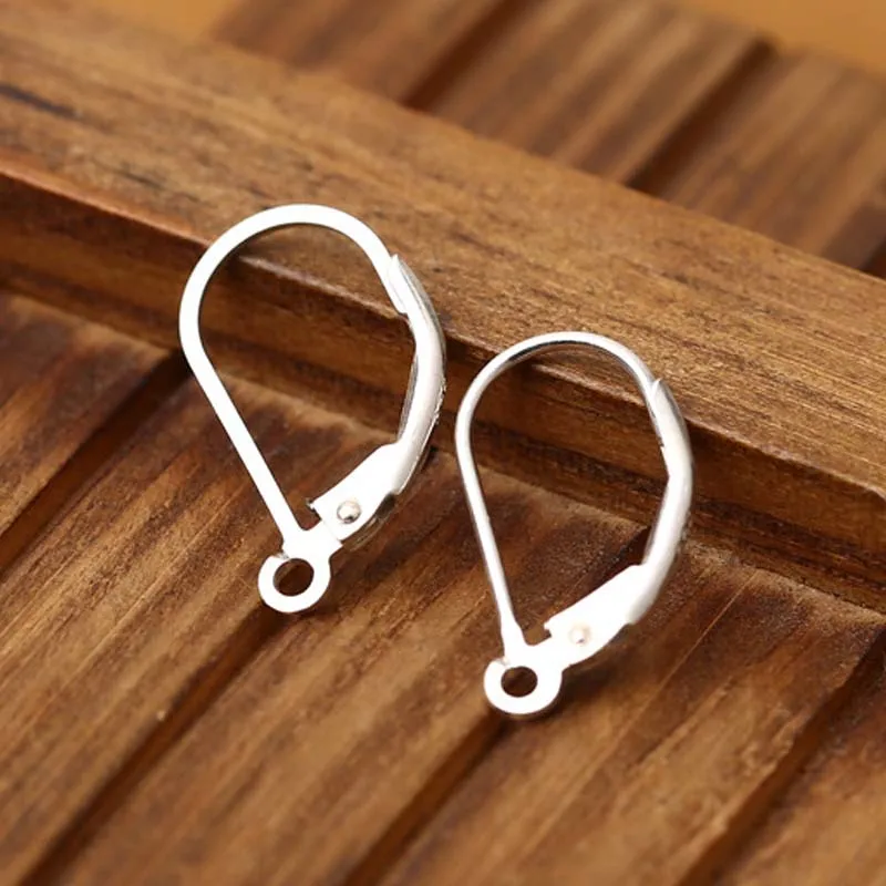 Genuine Real Solid 925 Sterling Silver Ear Hook Spring France Ear Wire Clip Settings Making Earrings Jewelry Findings