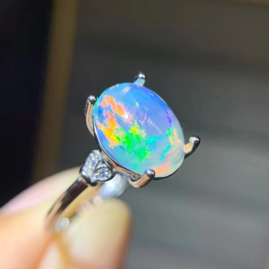 Big Size 9X11mm Natural Opal Ring for Daily Wear Real 925 Silver  Fashion Women Fine Jewelry Good Gift