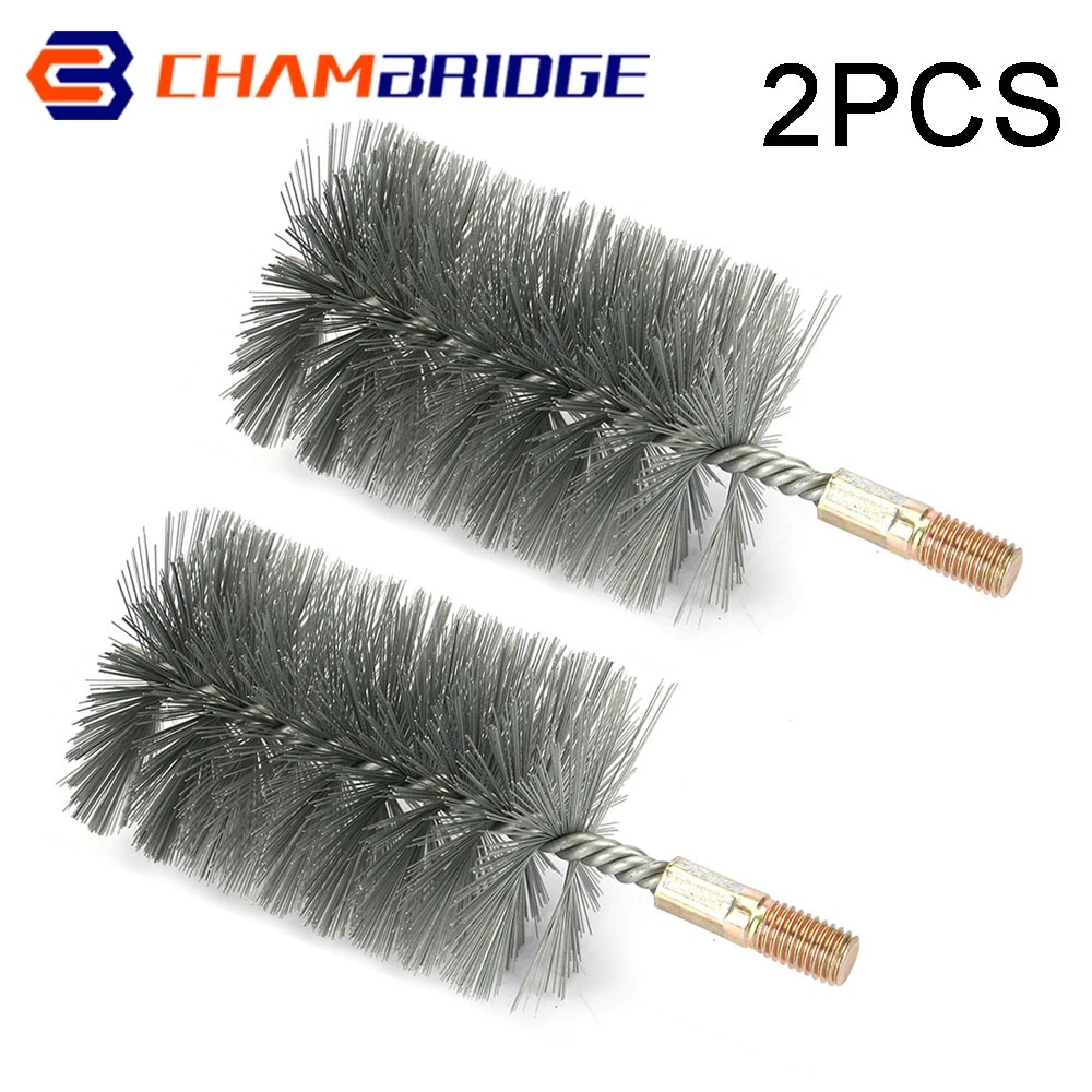 Thread Wire Brush Metal Handle 18/22/25/32/40/50/65/75mm Brush Working Stainless Steel Wire Pipe Tube Cleaning Chimney Brush Kit