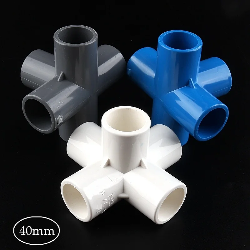 40mm Inner Diamater PVC Pipe 3D 5 way Connector 90 degrees Joints Agriculture Irrigation Tube Adapter Wardrobe Tent Fittings