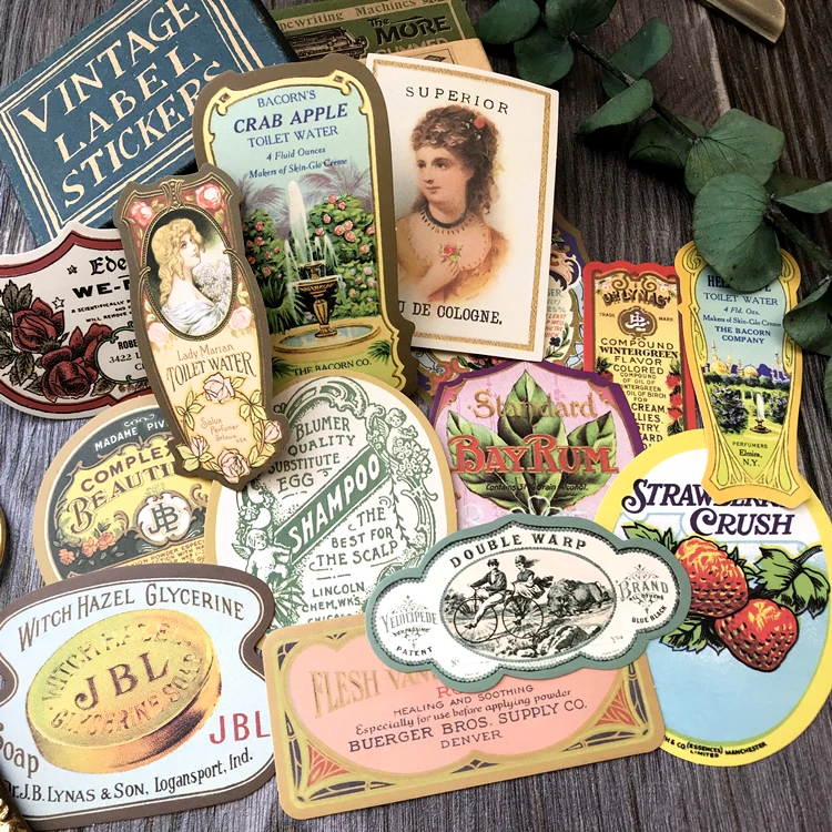 Junkjournal Retro Gorgeous Logo Sticker DIY Scrapbook Travel Diary Glass Bottle Decoration Material Paper