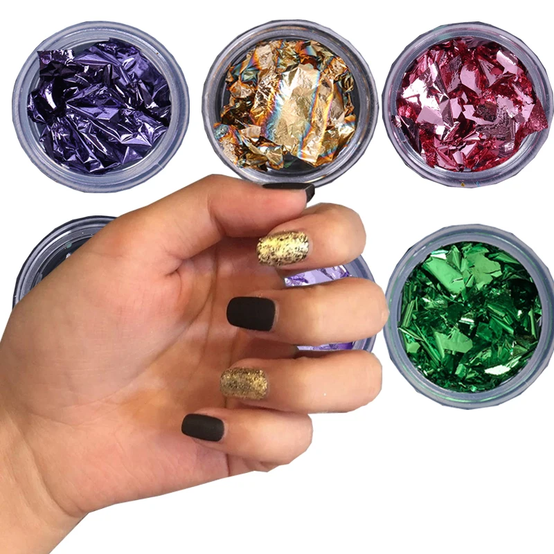 1 Box Gold Nail Decoration Fashion Party DIY Shiny Glitter Irregular Aluminum Tin Foil Face Makeup Nail Toe Nail Art Tools