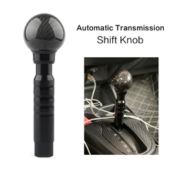 Carbon grain Automatic Transmission Shift Knob Gear Selector Round Ball Button Shifter Knob AT Gearstick Lever Handle