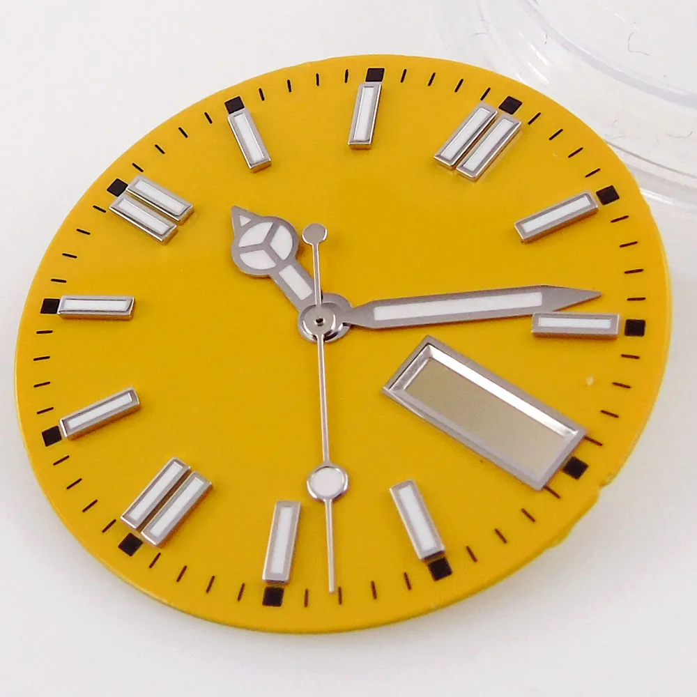 29mm Multi-farbige Uhr Zifferblatt Uhr Gesicht mit Hände Fit für NH36/NH36A Datum/Tag Kalender fenster Blau/Schwarz/Grün/Gold/Silber
