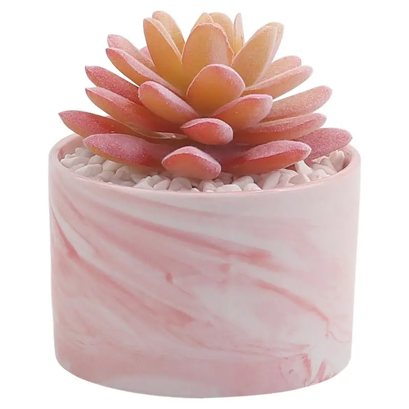 

Nordic Ins Marble Pattern Simulation Plant Fake Flower Fleshy Ceramic Potted Plants Creative Desktop Decoration Fleshy Ornaments