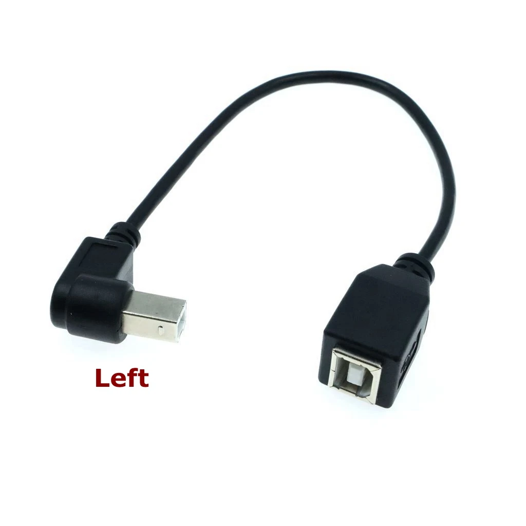 25cm USB Cable 90 Elbow USB-B Printing Extension Cable Male to Female For Scanner Printer Desktop Laptop Computer