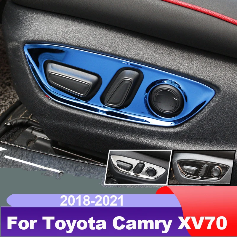 Car Seat Adjust Button Cover Panel Chrome Trim for Toyota Camry 2018 2019 2020 2021 70 V70 Xv70 Trd Accessories Styling