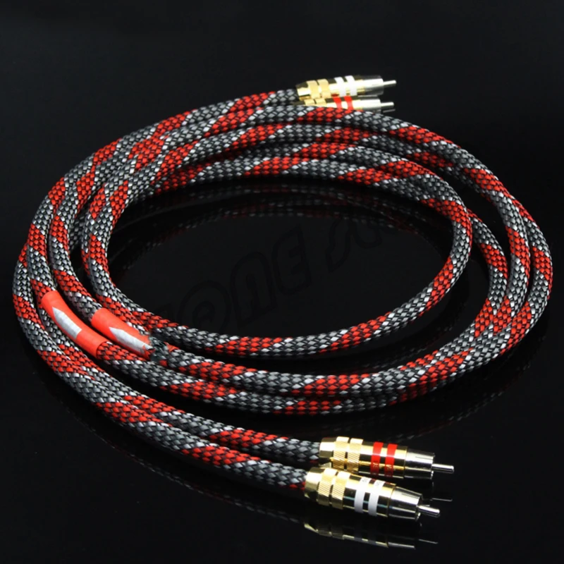 Hifi lava red 4N OFC Silver plated conductor RCA to RCA male AMP CD DVD player Speaker Interconnector RCA Signal cable line wire