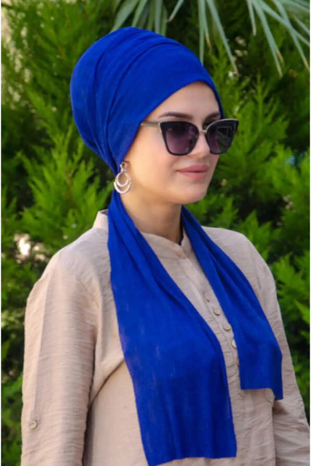 Women Saks Blue Instant Hijab